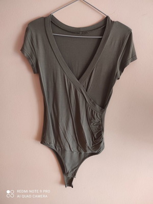 Bodysuit khaki color, short sleeve, like new, cotton-viscose