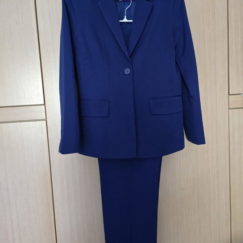 Sinsay blue women's blazer and high-waisted pants set, large