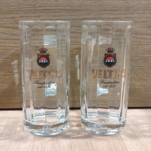 Veltins beer set of two promotional glass mugs 0.2l like new