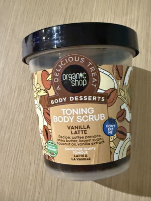 Organic Shop Vanilla Scrub used, one third of jar