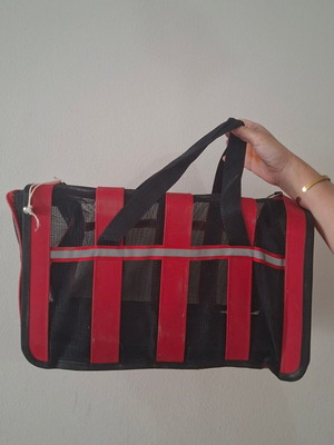 Pet carrier bag red and black, very good condition