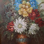 Small Loro painting with signature, size 33x27
