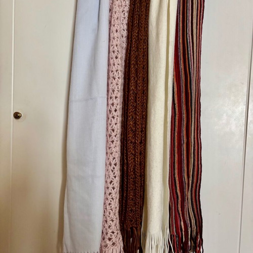 Scarves five like new in various colors