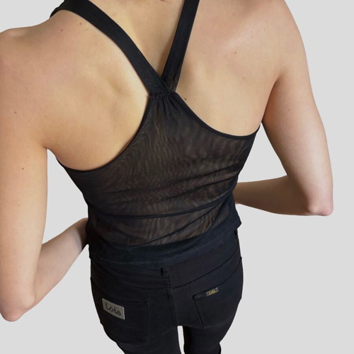 Vintage Y2K black top with transparent back like new
