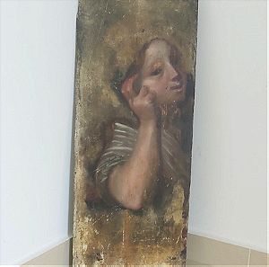 Πίνακας Αντίκα πολύ παλιός από ξύλο- ζωγραφισμένος στο χέρι