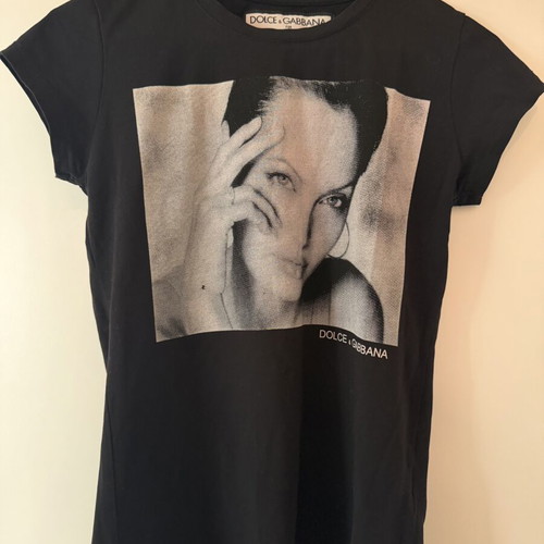 Dolce & Gabbana T-shirt with Angelina Jolie print, like new, size S, black