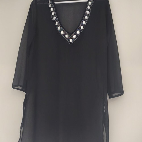 Knock black women's beach tunic dress large, like new, polyester