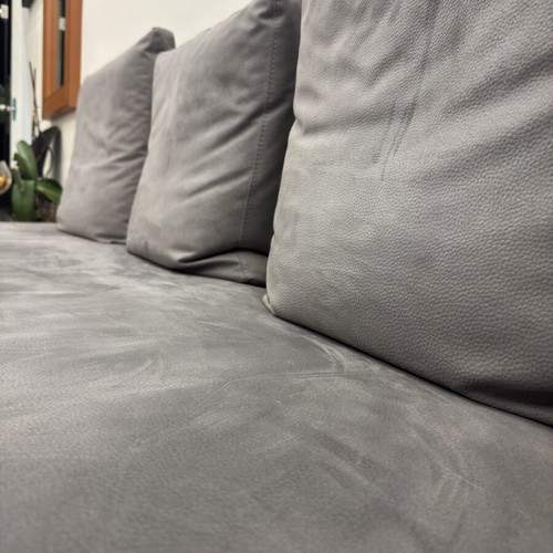 Three-Seat Sofa like new, alcantara, metal legs, three cushions