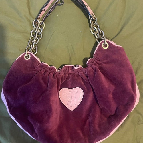 Juicy Couture vintage velour hobo bag like new, pink burgundy chain strap