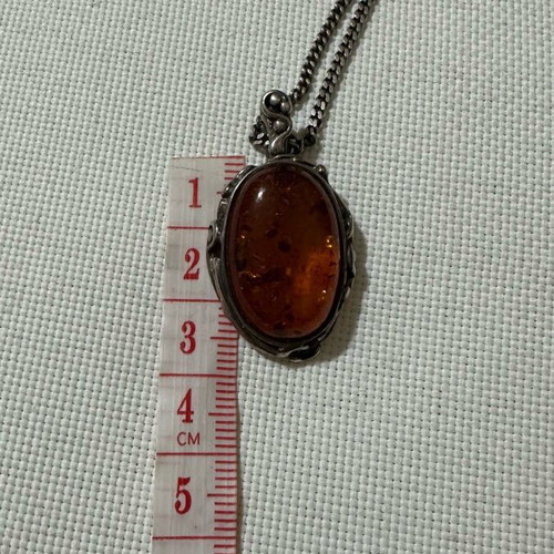 Silver necklace with Baltic amber gemstone like new