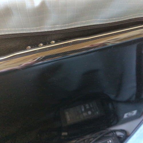 Laptop bag grey new, with strap and multiple compartments