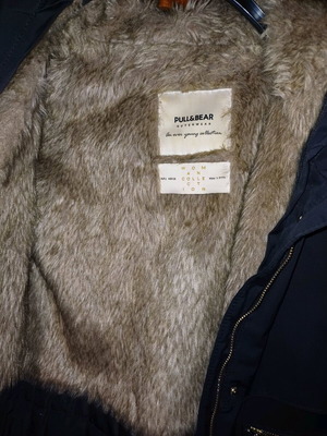 Black Parka Jacket Pull & Bear Size Small Used