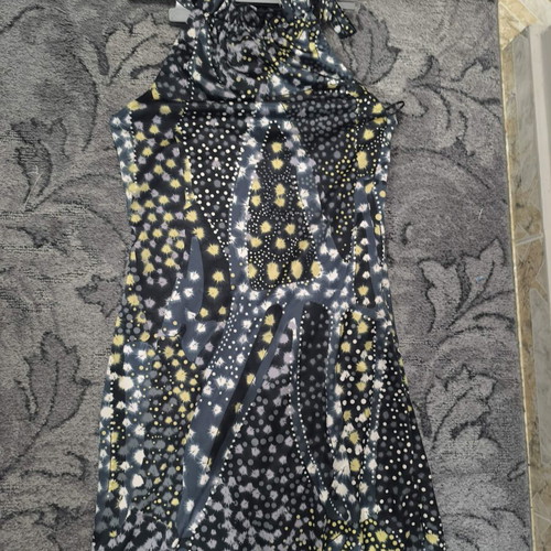 Long dress with side slits, ties at neck