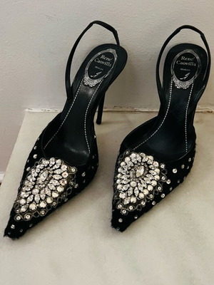 Rene Caovilla Slingback обувки употребявани, номер 37, черни