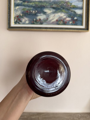 Large ruby red blown glass vase, 38 cm