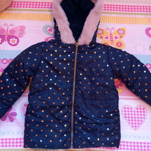 Children's jacket like new for girl 2-3 years blue with gold
