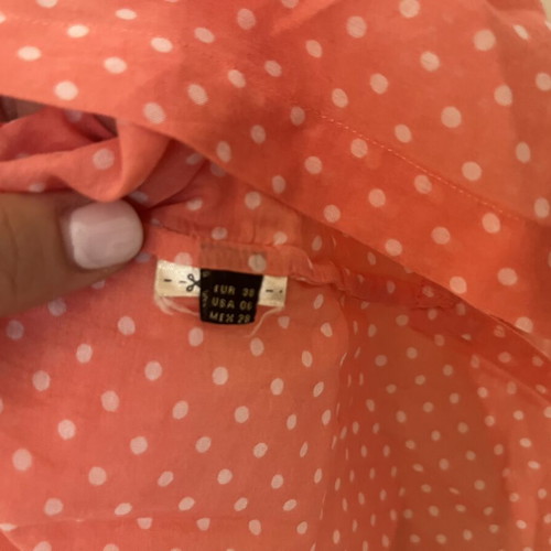 Massimo Dutti coral polka dot shirt used, size S