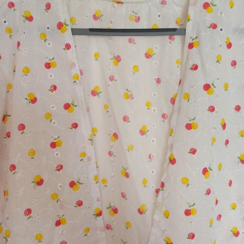 White Broderie Shirt with Fruit Print One Size like new