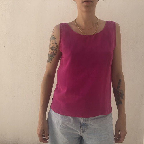Vintage Silk Top Magenta Size M Like New
