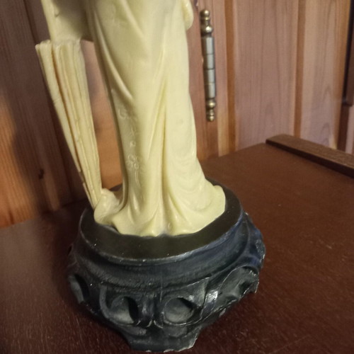Samurai and Geisha vintage resin figurines in faux ivory