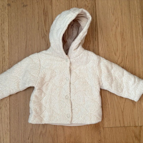 ZARA wool coat with hood like new, size 6-9 months