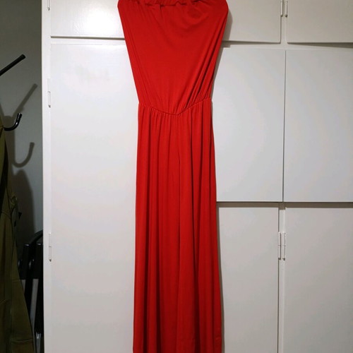 One-piece strapless coral jumpsuit like new
