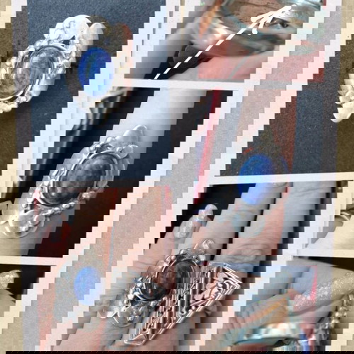 Βιντάζ ασημένιο δαχτυλίδι με λίθο σοδαλίτη μεταχειρισμένο