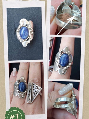 Vintage silver ring with sodalite stone used, H925s hallmark