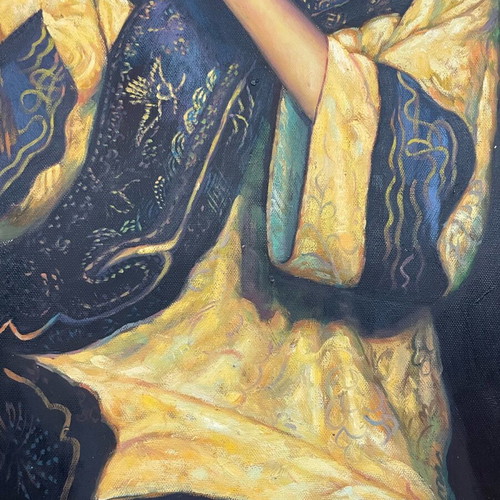 Artwork on canvas with velvet, like new, Taylor, the flute theme
