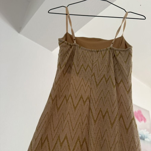 Maxi dress gold fabric with glitter size S new