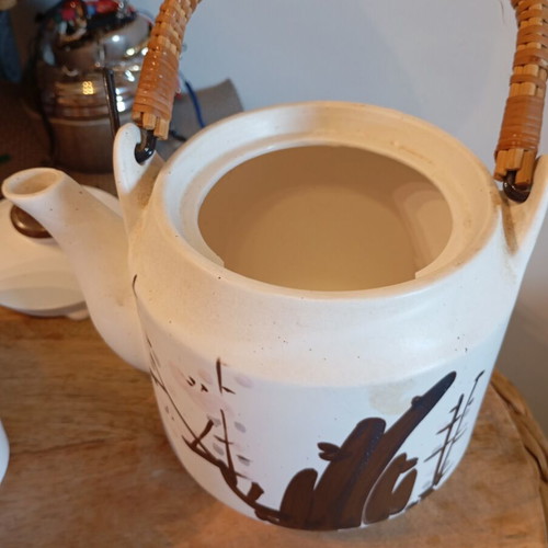 Handmade Japanese tea set like new, 23 cm teapot and 8 cups