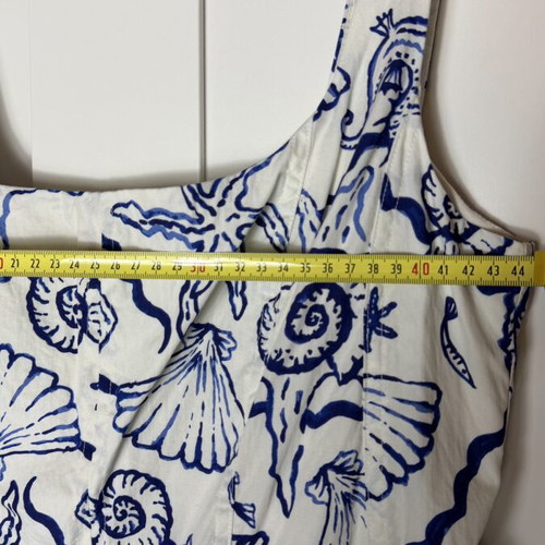 H&M summer dress medium white blue print like new