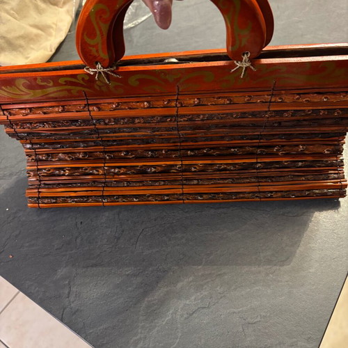 Handmade wooden bag new, beige and brown handbag