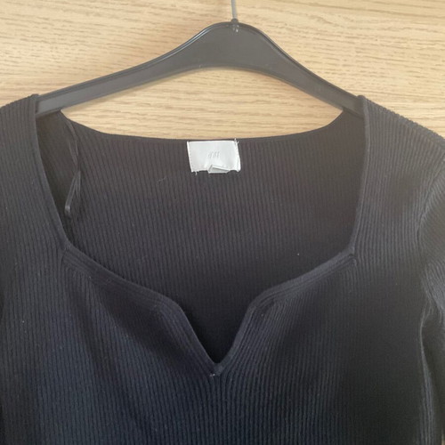 H&M Black Elastic Blouse with Beautiful Neckline New