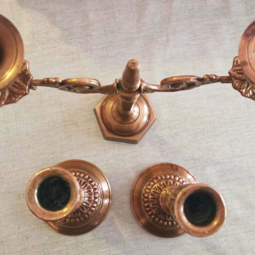Σετ 3 Vintage Μπρούτζινα Κηροπήγια μεταχειρισμένα, εποχής 1950-60