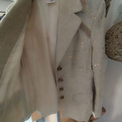 Luxury blazer Lehel by Edith Beni new, beige with sequins and fringes