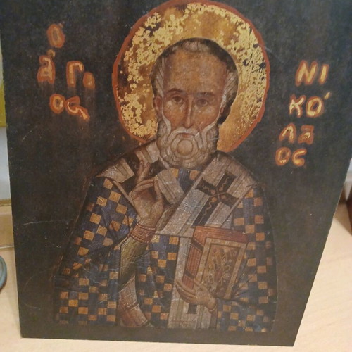 Wooden handmade icon of Saint Nicholas like new