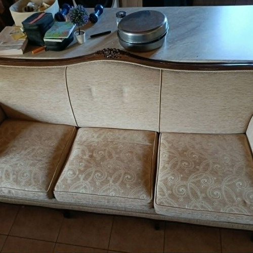 Canadian sofa and 2 armchairs used, cherry wood frame