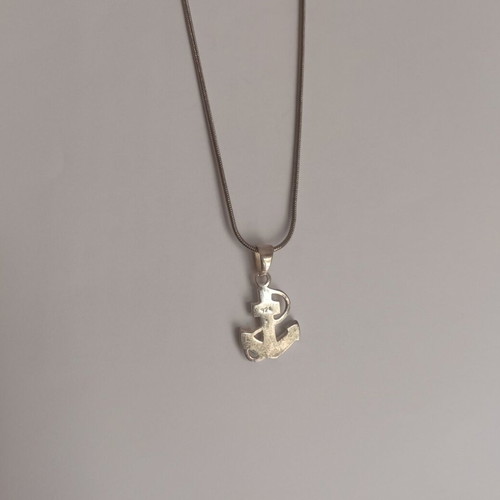 925 Silver Pendant with Zircon Stones "Anchor - Cross" with Chain