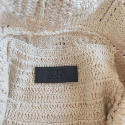 Zara crochet bag large knitted summer beige bag