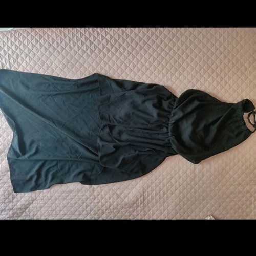 Dress long black sleeveless with open back and train like new L.A Dolls