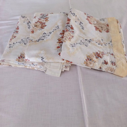 Set of 3 cotton single bed sheets used with beige-brown floral pattern