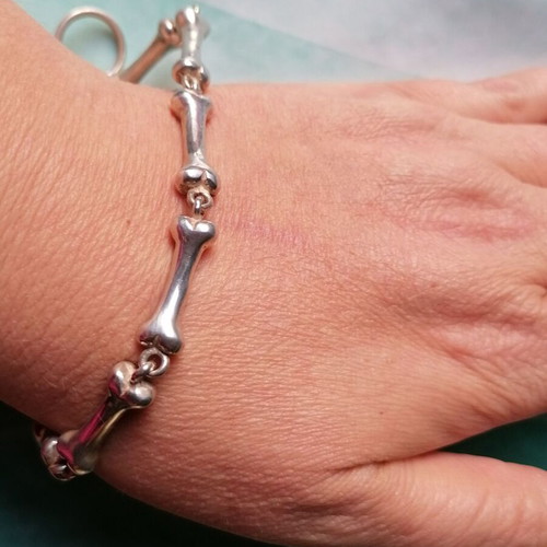 Silver 925 bracelet new with bones, gothic style