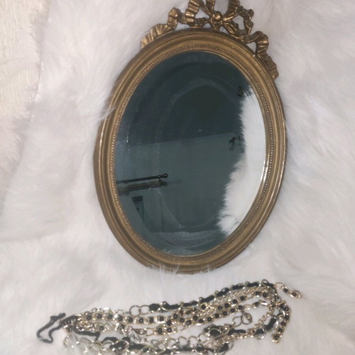 Vintage Art Nouveau antique mirror like new, oval with gold finish