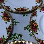  Πιάτα φαγητού 6 τμ  27 εκ Royal Albert "old country roses" bone china England 1962-1973