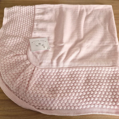 Knitted pink blanket 80x80cm new