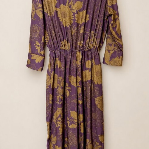 New Age floral jumpsuit S/M like new, purple with gold design