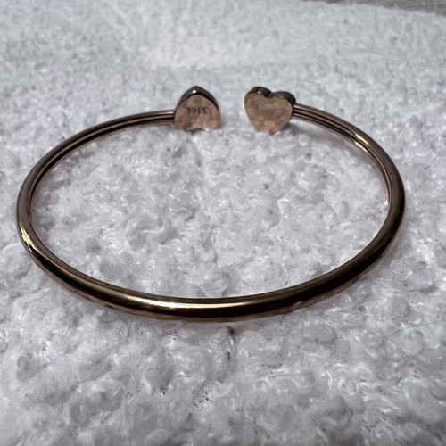 Guess Rose Gold Double Heart Bangle 316L Steel New with Certificate