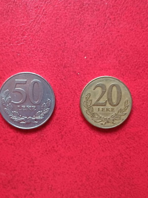 Albanian coins used, lot of 2, 50 and 20 Leke