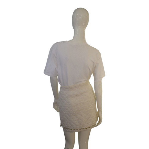 Chanel Cream Cashmere Knit Mini Skirt with Chain FR 34 XS